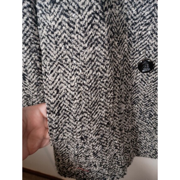 Calvin Klein Herringbone Double Breasted Wool Blend Belt Tweed Pea Coat Size 16 - Picture 7 of 8